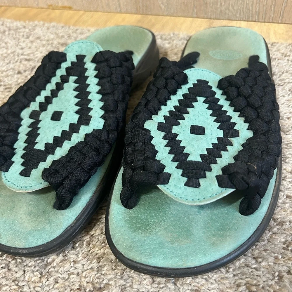Chubasco Sandals Turquoise Unisex Aztec Summer Beach Black Outdoor Size 10 Men's